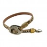 Pulsera de piel con palabras color dorado y broche ajustable