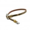 Pulsera de piel con palabras color dorado y broche ajustable