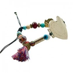 Pulsera de placa ajustable con decreto color plata (corazón)