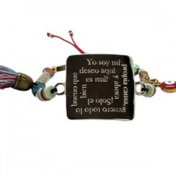Pulsera de placa ajustable con decreto color plata (cuadrado)