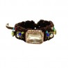 Pulsera tejida bordada con dijes y cristal