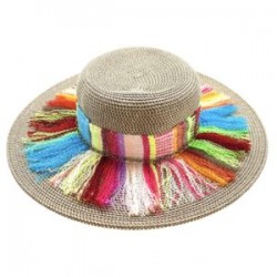 Sombrero color café y banda de telar