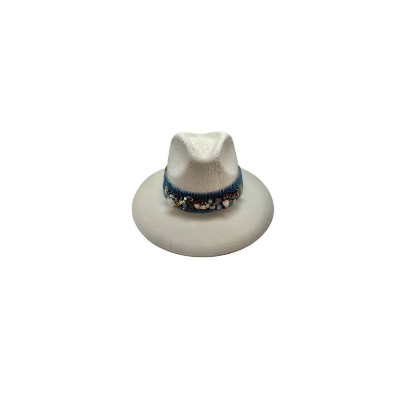 Sombrero con cinta de mezclilla y banda bordada