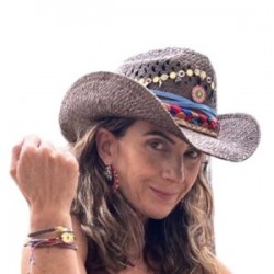 Sombrero con trenza de yute y colores flor