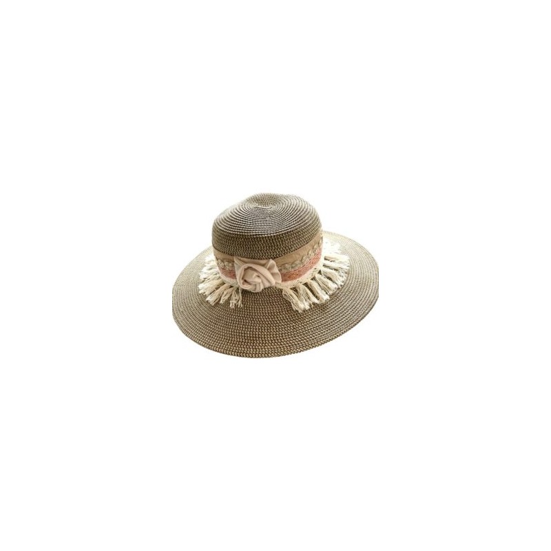 Sombrero de Celulosa color café y cinta bordada