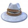 Sombrero de Gamuza azul claro con cinta de yute