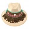 Sombrero de Gamuza con tira de satin, piel y plumas color beige