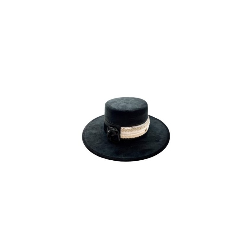 Sombrero de Gamuza NEGRO con flor