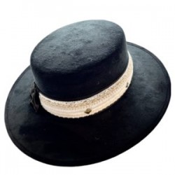 Sombrero de Gamuza NEGRO con flor