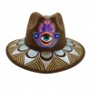 Sombrero de gamuza pintado a mano con HAMSA