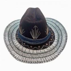 Sombrero pintado a mano con cinta de mezclilla