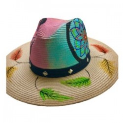 Sombrero pintado a mano pieza única cinta mezclilla